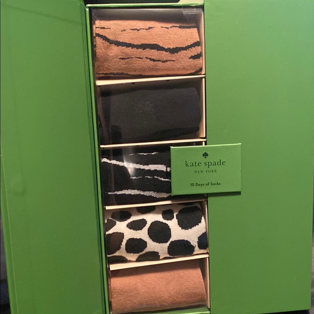 kate spade Women's Animal Print 10PC Socks Set - Brown, Black, Cream - Picture 5 of 5